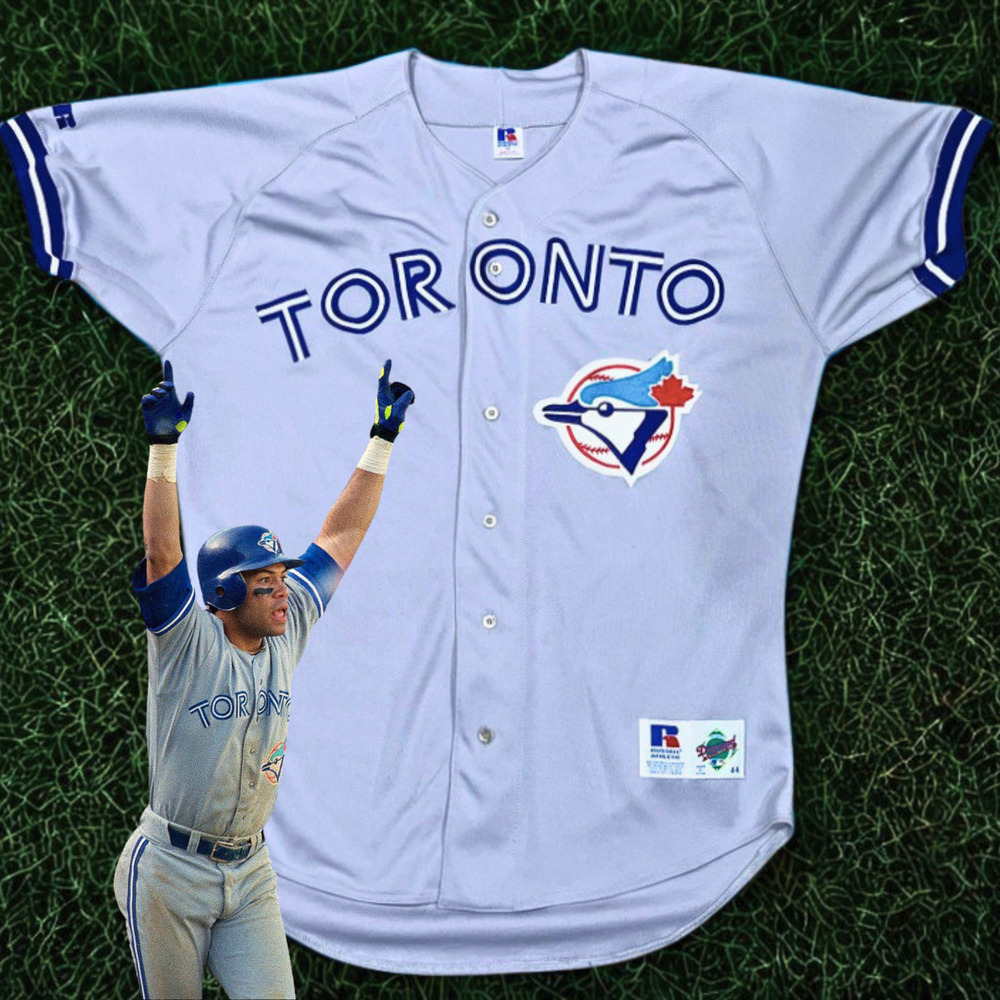 Toronto Blue Jays Russell Athletic Road Jersey 90s USA Sz 44 (L) Vintage